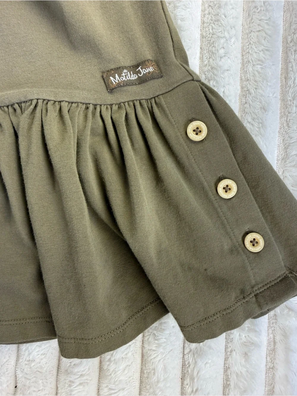Matilda Jane Treetops Big Ruffles Olive Tan Cropped Pants Medium - Picture 7 of 8